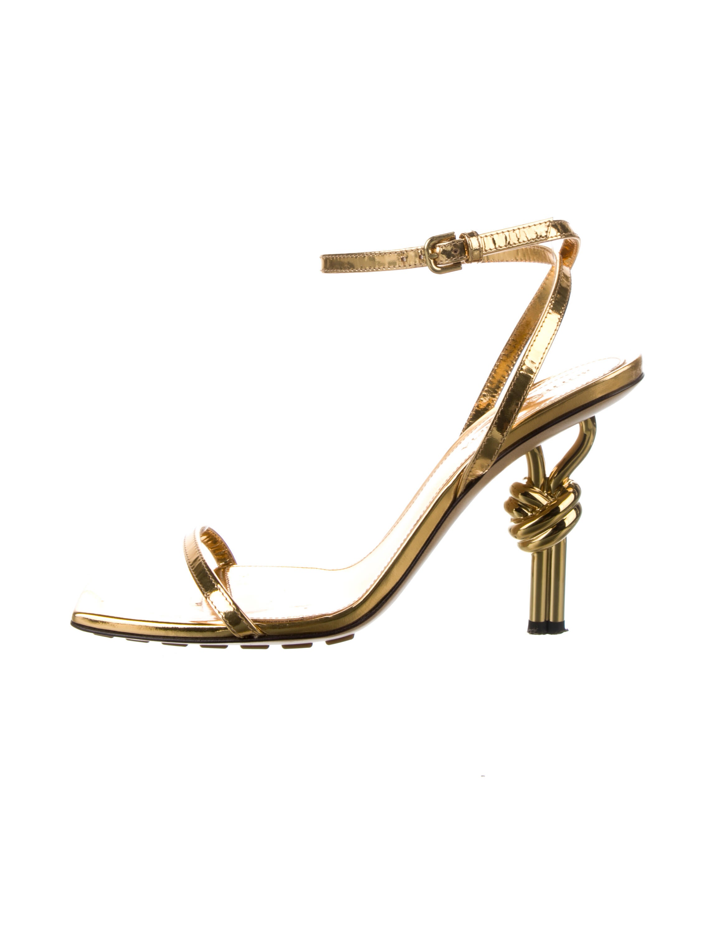 Bottega Veneta Rockstud Accents Patent Leather Sandals