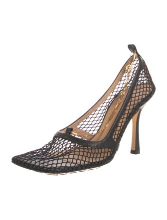 Bottega Veneta Chain-Link Accent Mesh Slingback Pumps