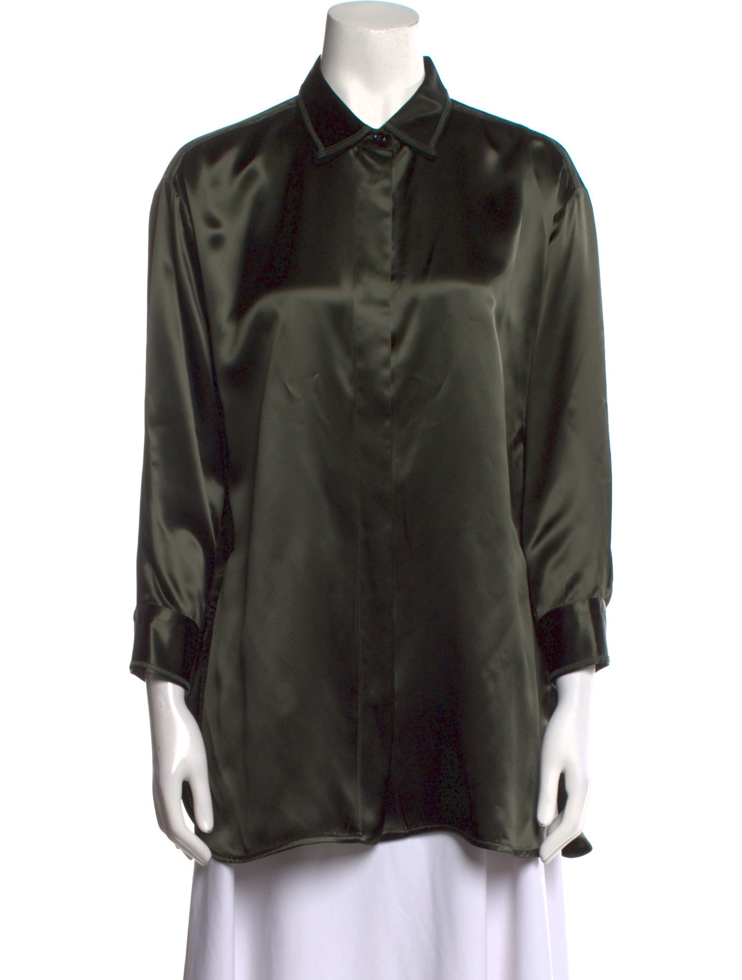 Bottega Veneta Silk Long Sleeve Button-Up Top