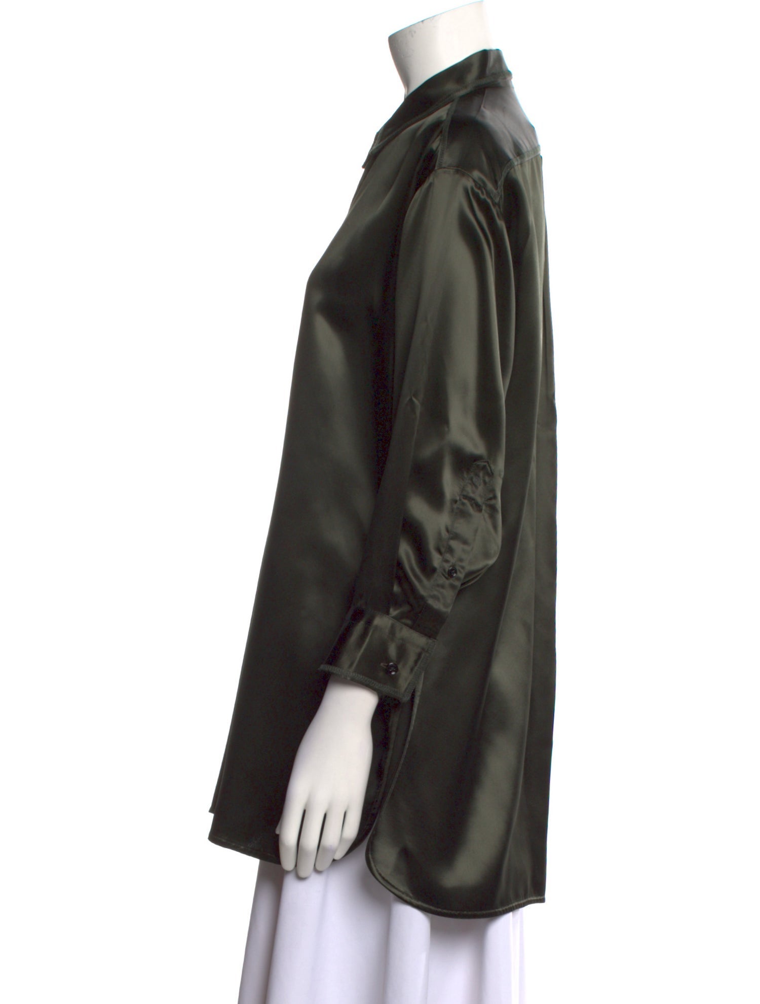 Bottega Veneta Silk Long Sleeve Button-Up Top