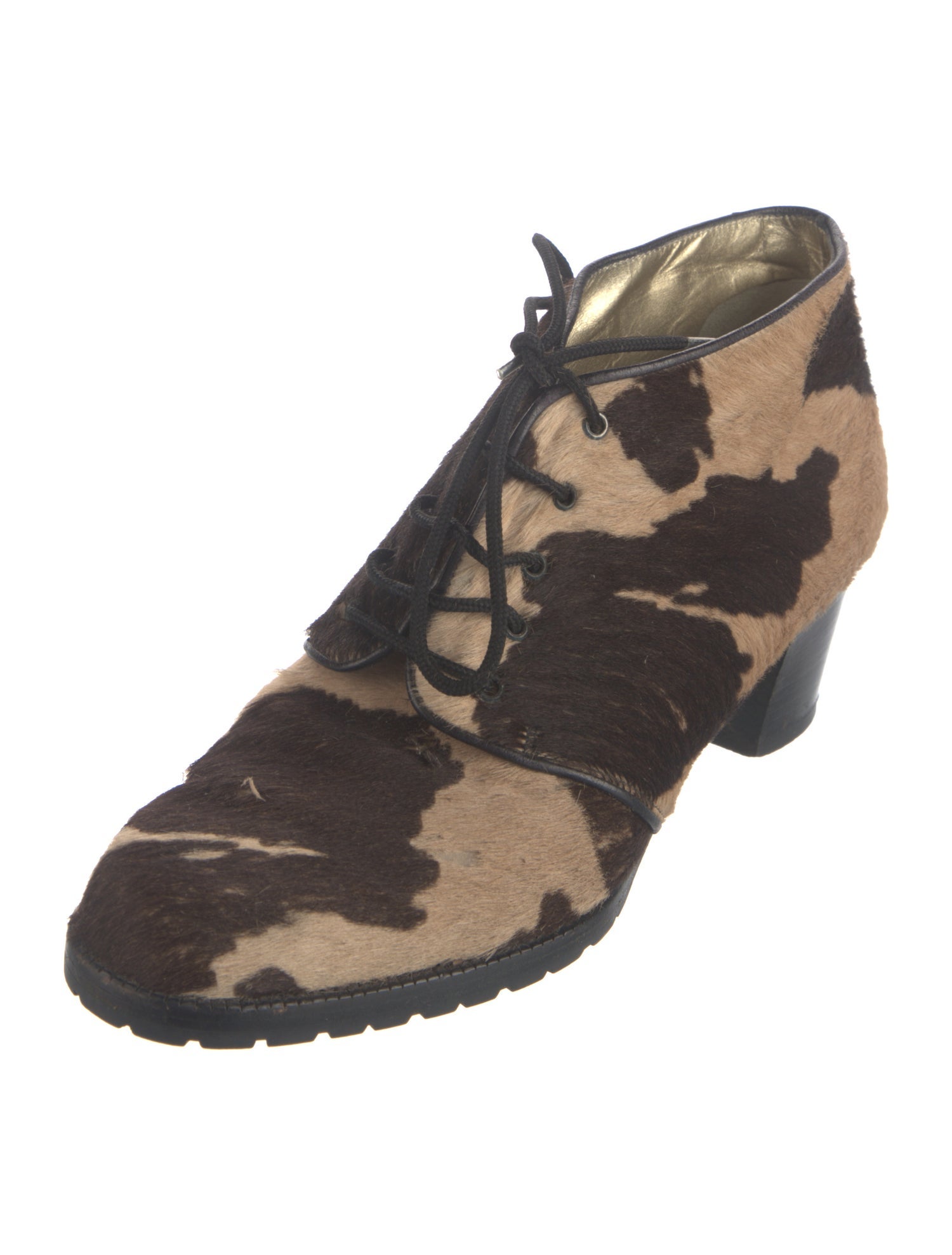 Bottega Veneta Ponyhair Animal Print Lace-Up Boots