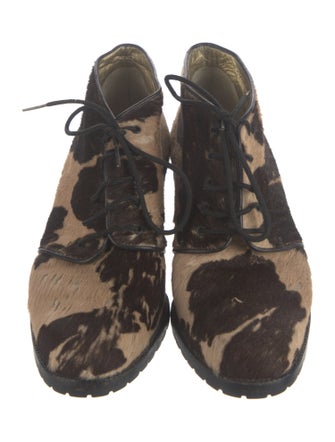 Bottega Veneta Ponyhair Animal Print Lace-Up Boots