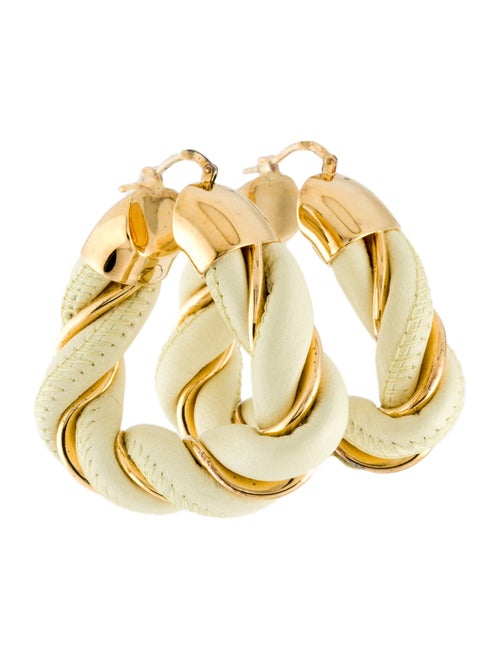 Bottega Veneta Leather Triangle Twist Hoop Earrings