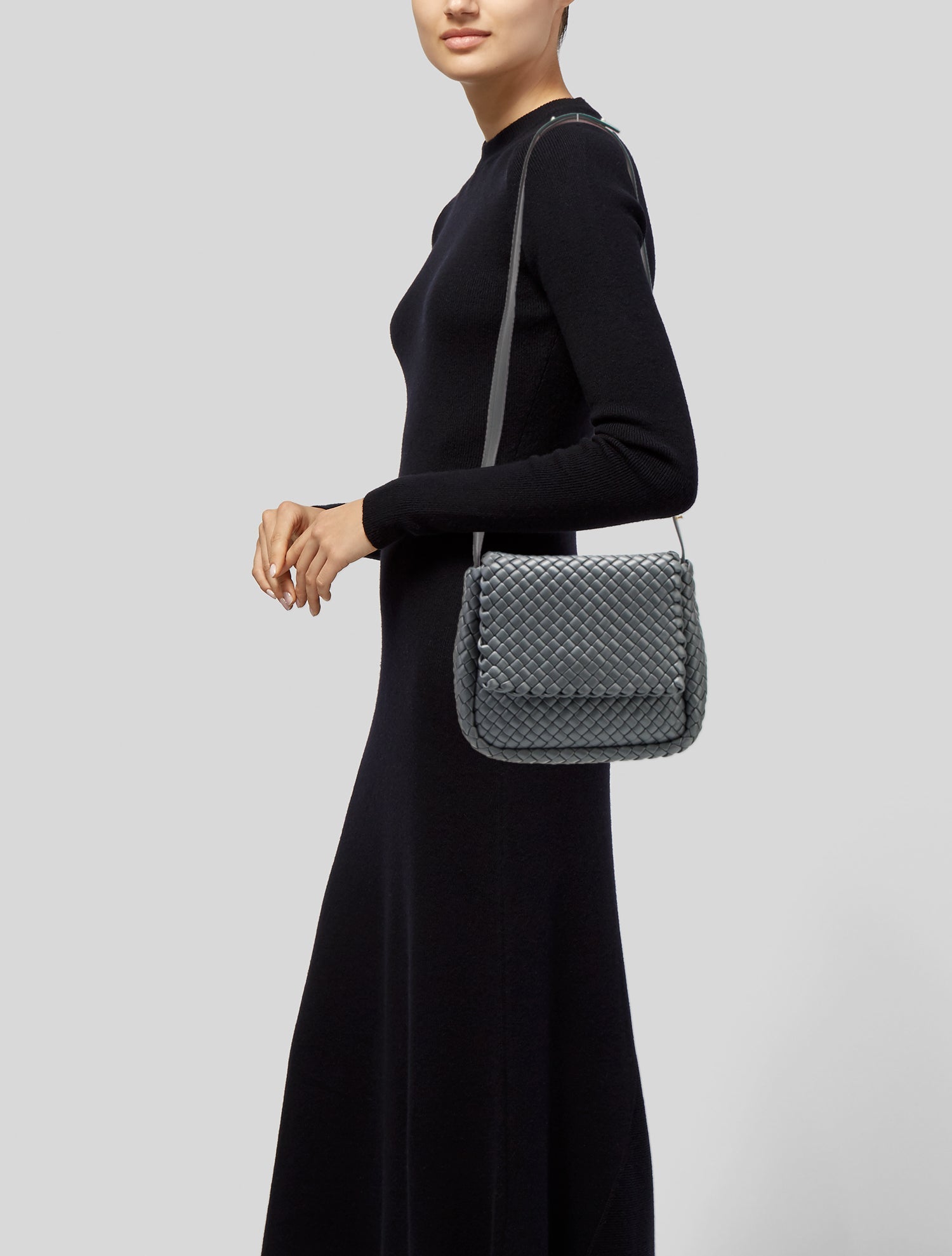Bottega Veneta Calfskin Pyramid Bag - Black Clutches