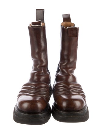 Bottega Veneta Chevron Leather Combat Boots