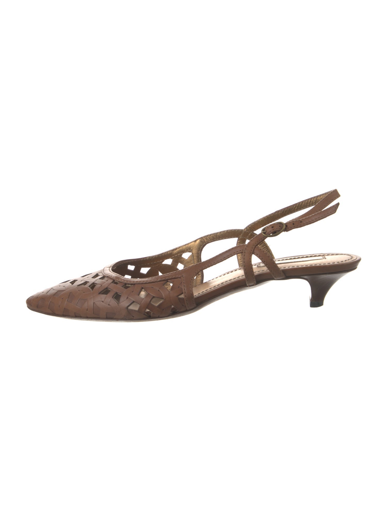 Bottega Veneta Leather Lasercut Accents Slingback Pumps