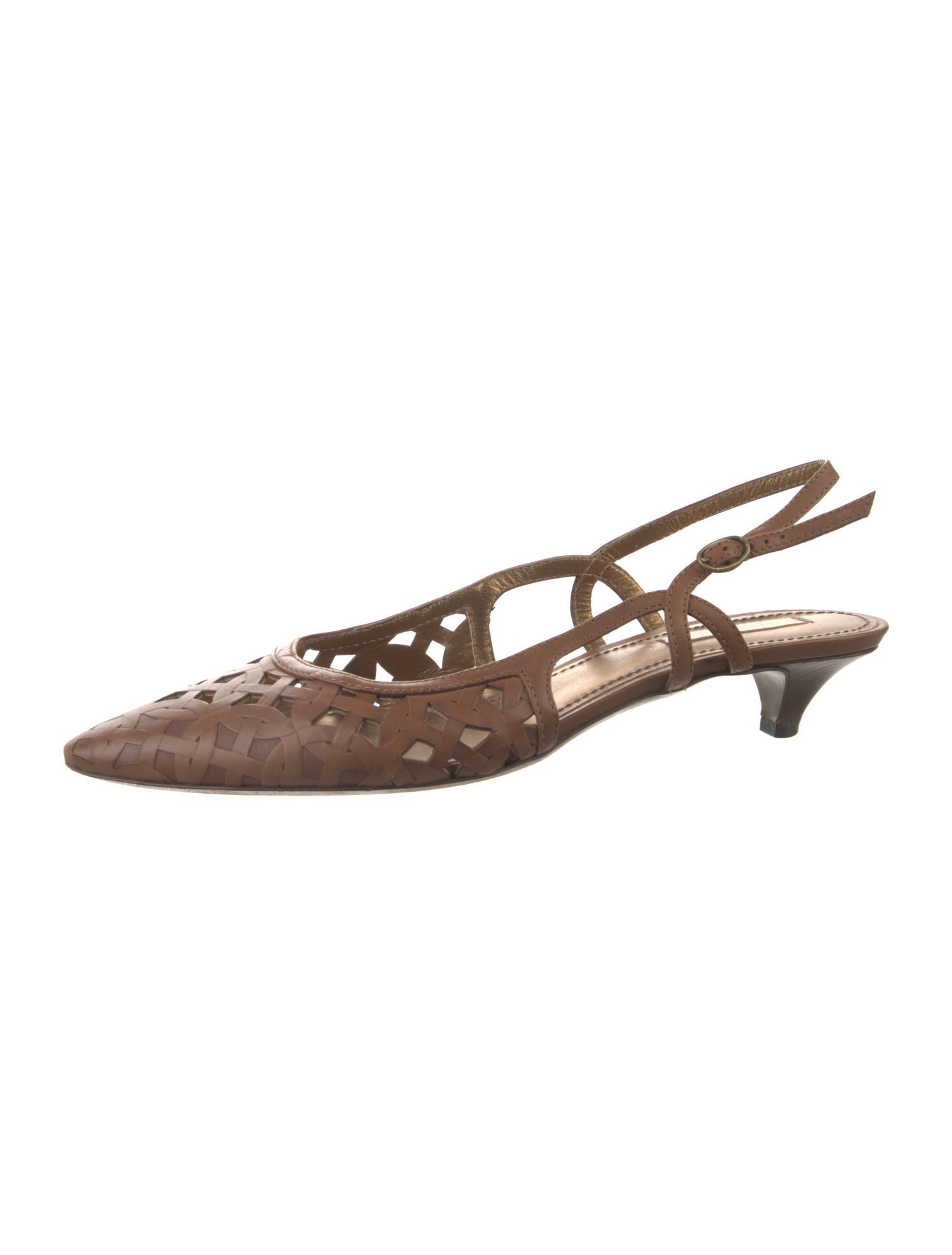 Bottega Veneta Leather Lasercut Accents Slingback Pumps