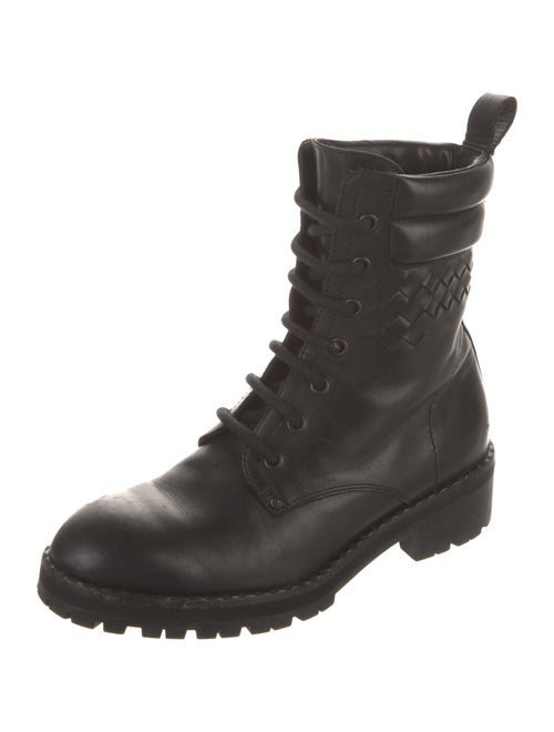 Bottega Veneta Intrecciato Weave Leather Combat Boots