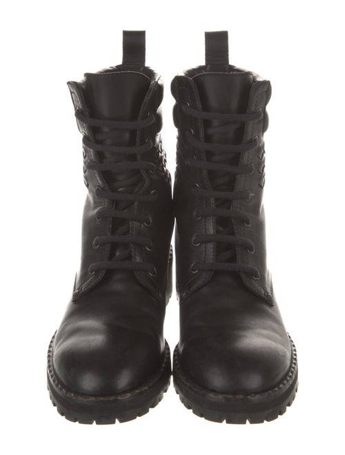 Bottega Veneta Intrecciato Weave Leather Combat Boots