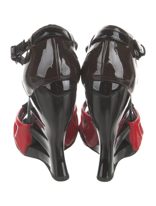 Bottega Veneta Patent Leather Colorblock Pattern T-Strap Pumps