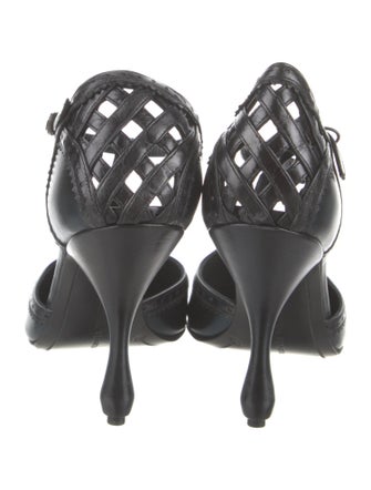 Bottega Veneta Leather Colorblock Pattern T-Strap Pumps