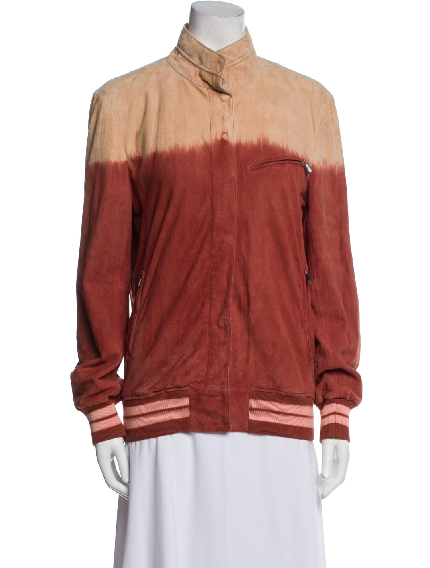 Bottega Veneta Leather Colorblock Pattern Jacket