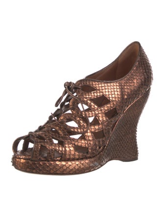 Bottega Veneta Snakeskin Cutout Accent Espadrilles