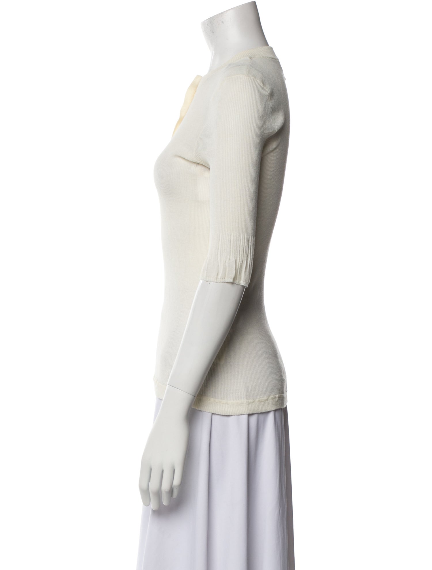 Bottega Veneta Mock Neck Three-Quarter Sleeve Top