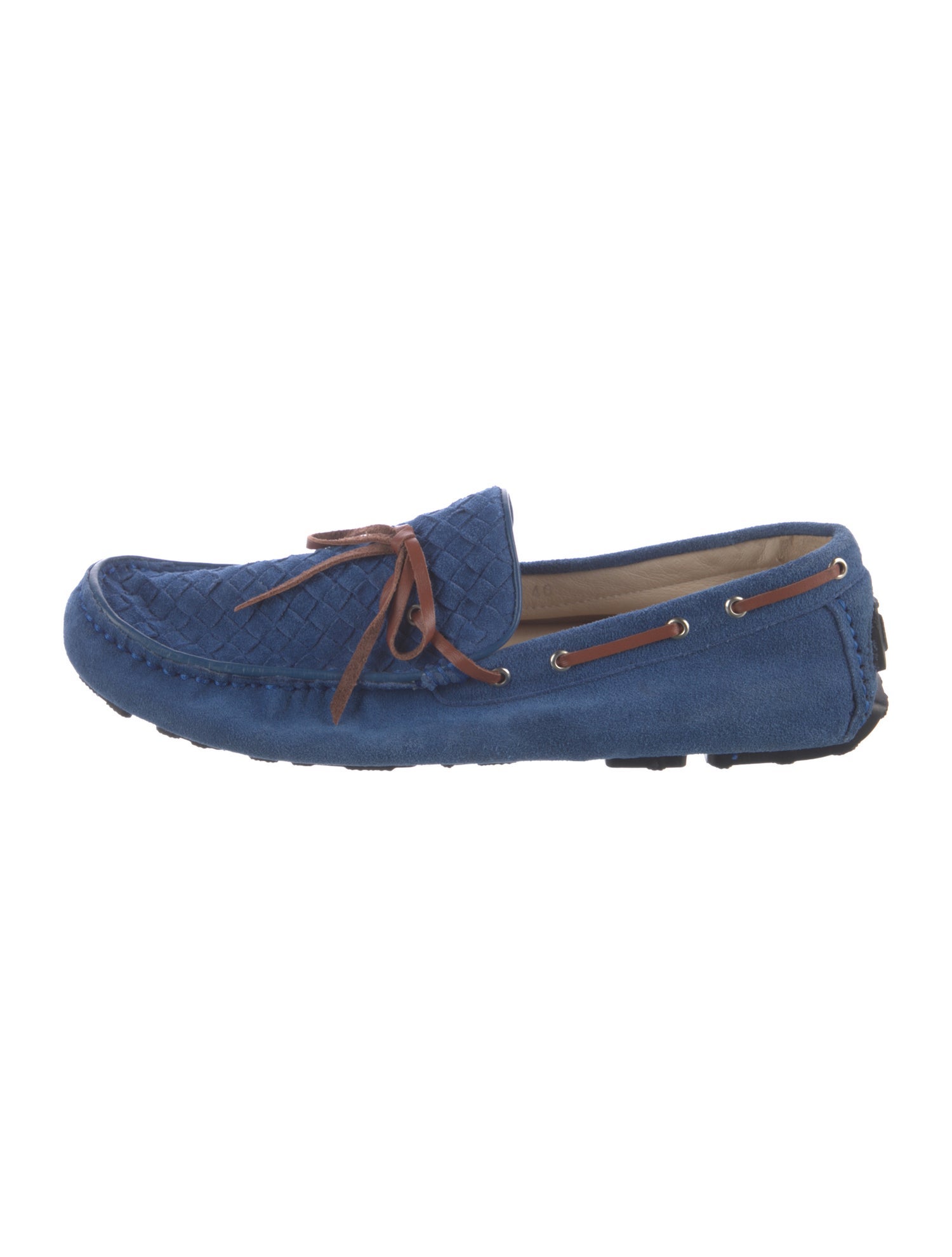 Bottega Veneta Intrecciato Weave Suede Moccasins