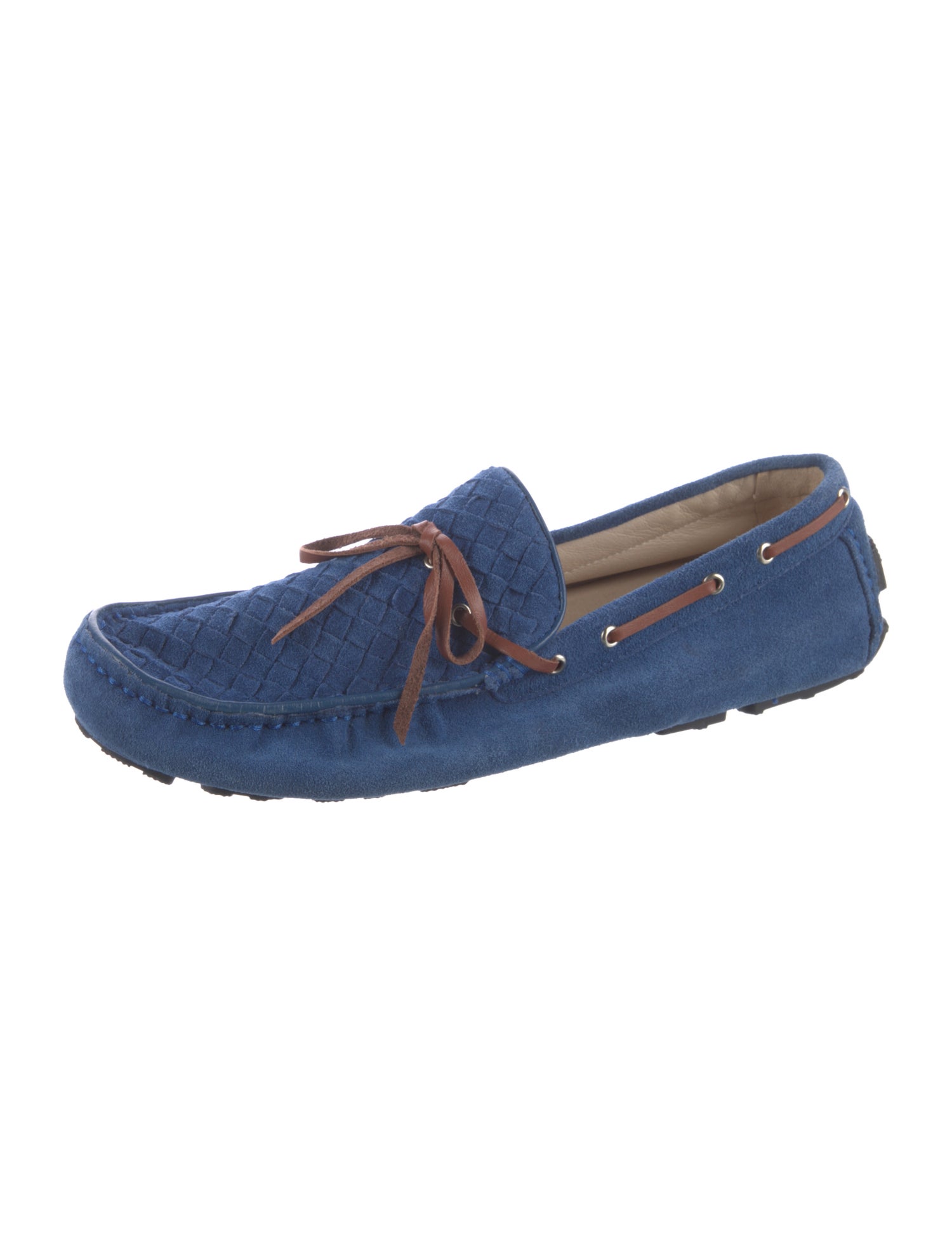 Bottega Veneta Intrecciato Weave Suede Moccasins