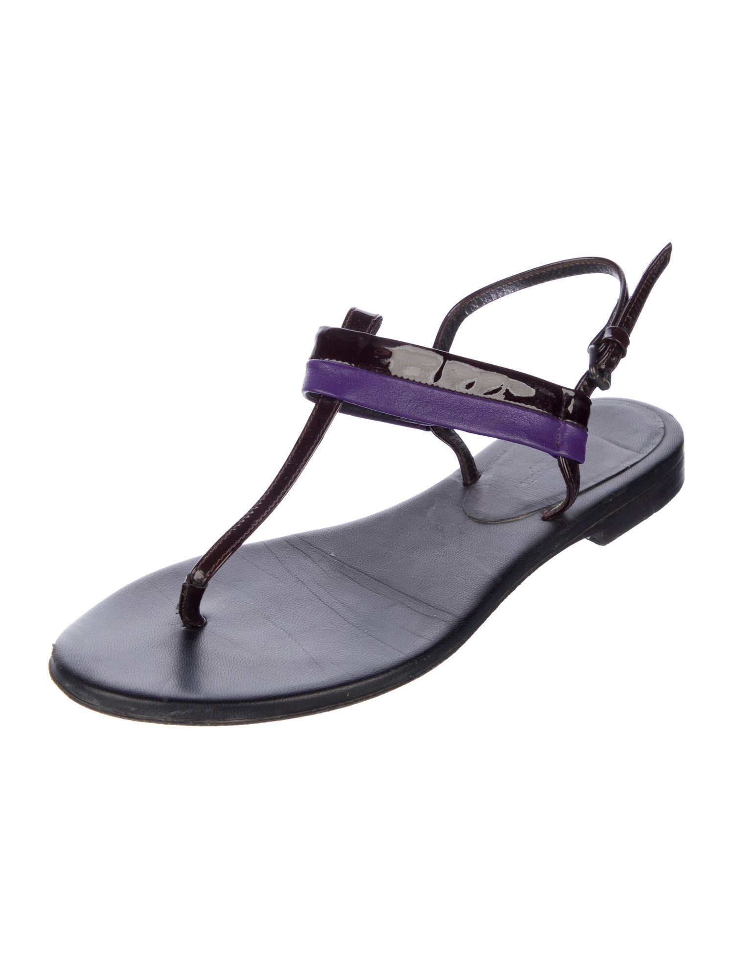 Bottega Veneta Patent Leather T-Strap Sandals