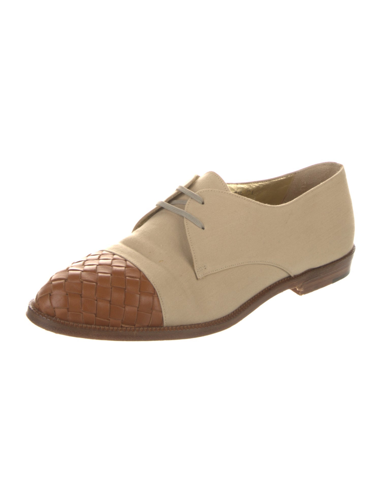 Bottega Veneta Canvas Colorblock Pattern Oxfords