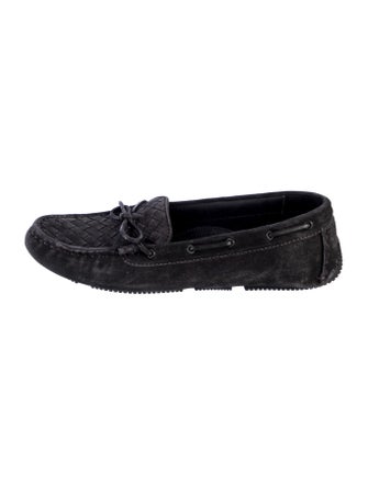 Bottega Veneta Intrecciato Weave Suede Moccasins