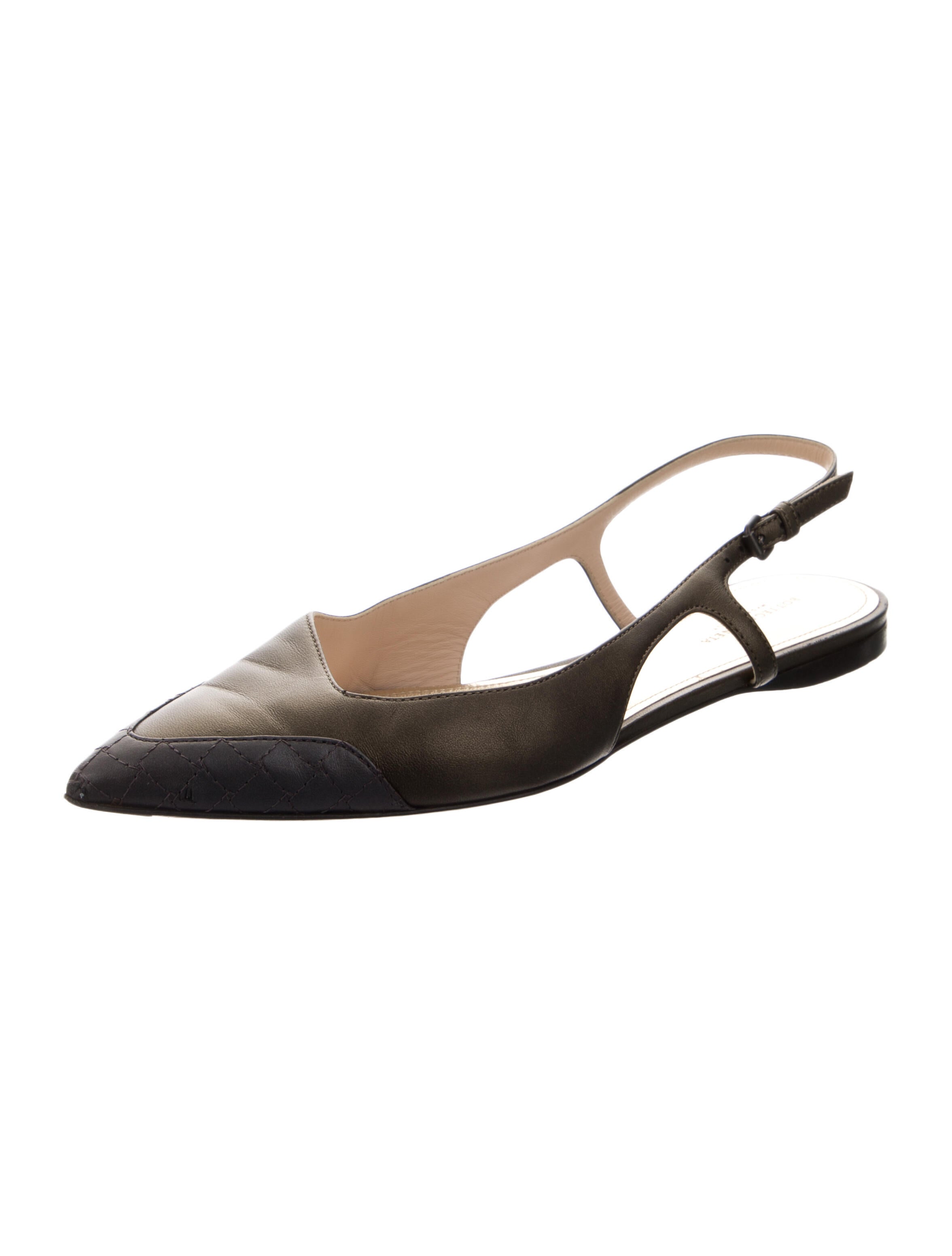 Bottega Veneta Leather Slingback Flats