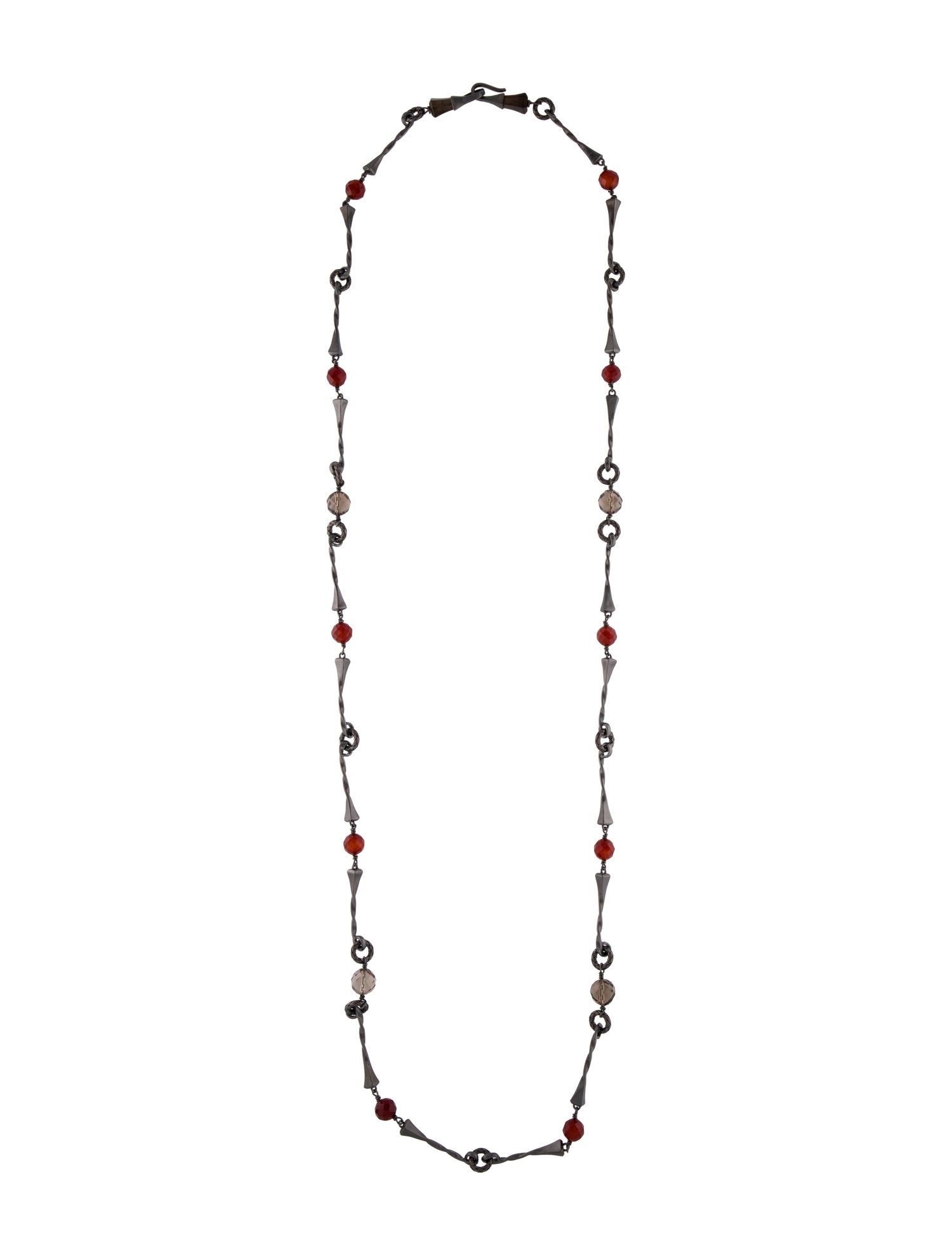 Bottega Veneta Smoky Quartz & Carnelian Station Necklace