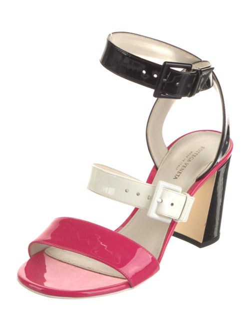 Bottega Veneta Patent Leather Colorblock Pattern Sandals