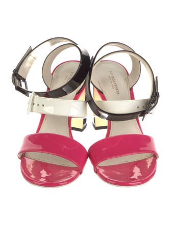 Bottega Veneta Patent Leather Colorblock Pattern Sandals