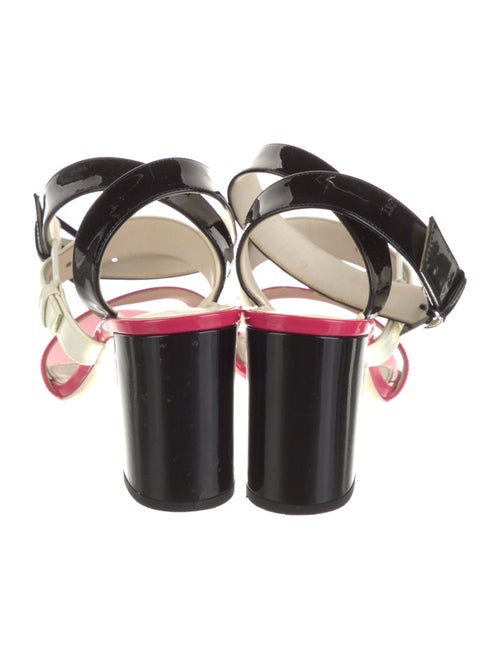 Bottega Veneta Patent Leather Colorblock Pattern Sandals