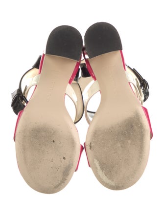 Bottega Veneta Patent Leather Colorblock Pattern Sandals