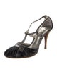 Bottega Veneta Velvet Embroidered Accent T-Strap Pumps