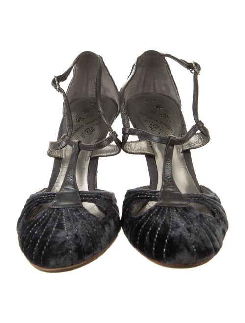 Bottega Veneta Velvet Embroidered Accent T-Strap Pumps