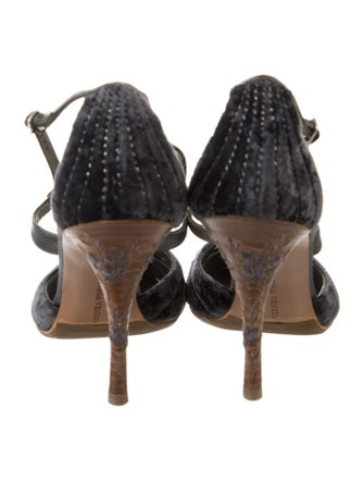 Bottega Veneta Velvet Embroidered Accent T-Strap Pumps