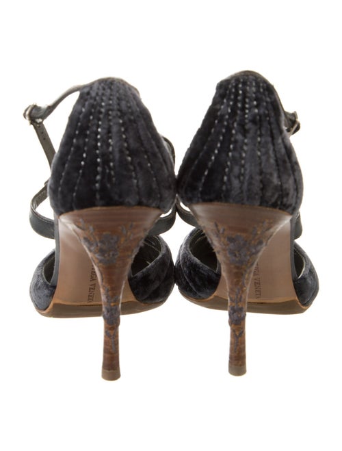 Bottega Veneta Velvet Embroidered Accent T-Strap Pumps