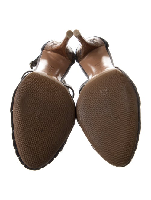 Bottega Veneta Velvet Embroidered Accent T-Strap Pumps