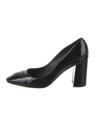 Bottega Veneta Intrecciato Weave Patent Leather Pumps