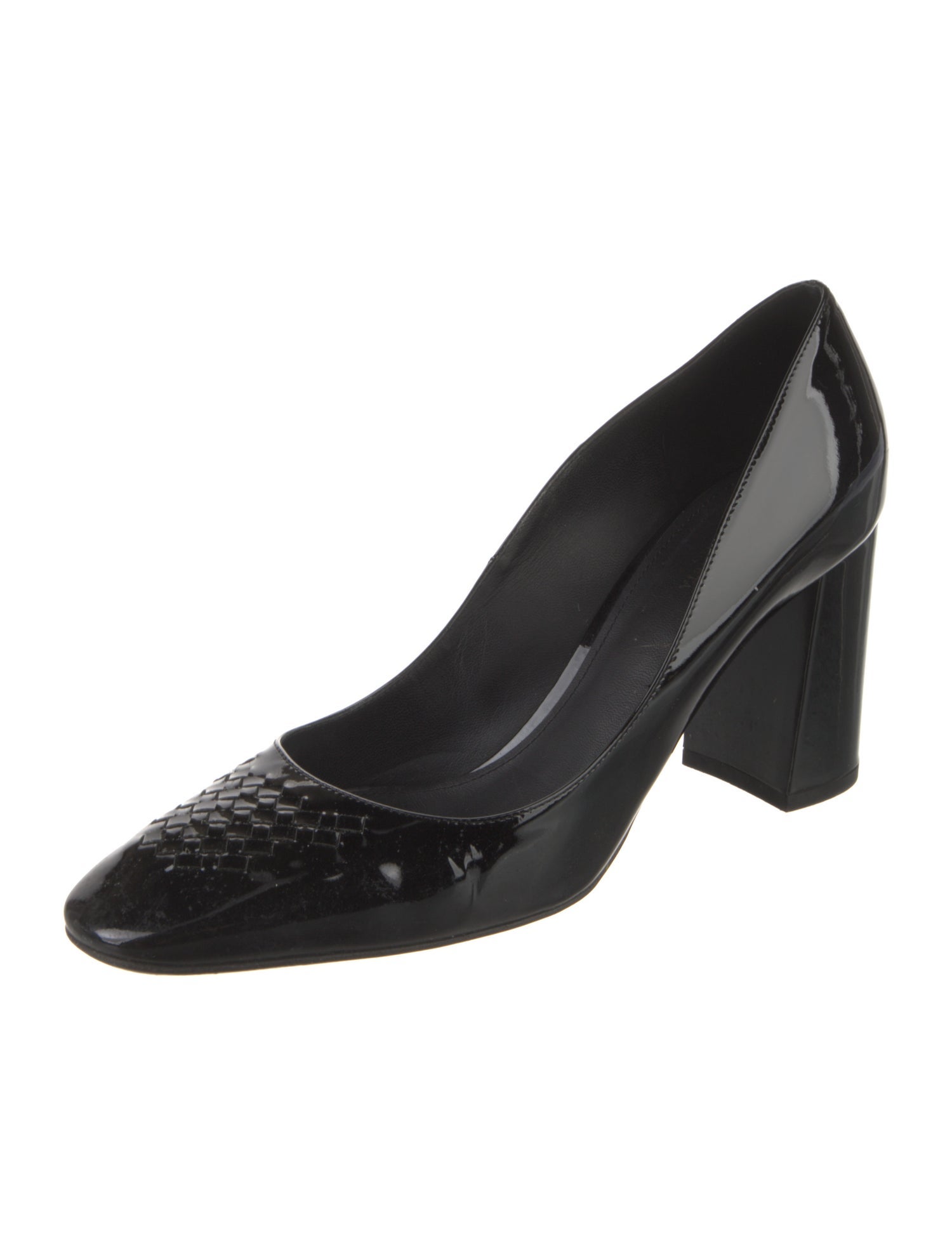 Bottega Veneta Intrecciato Weave Patent Leather Pumps