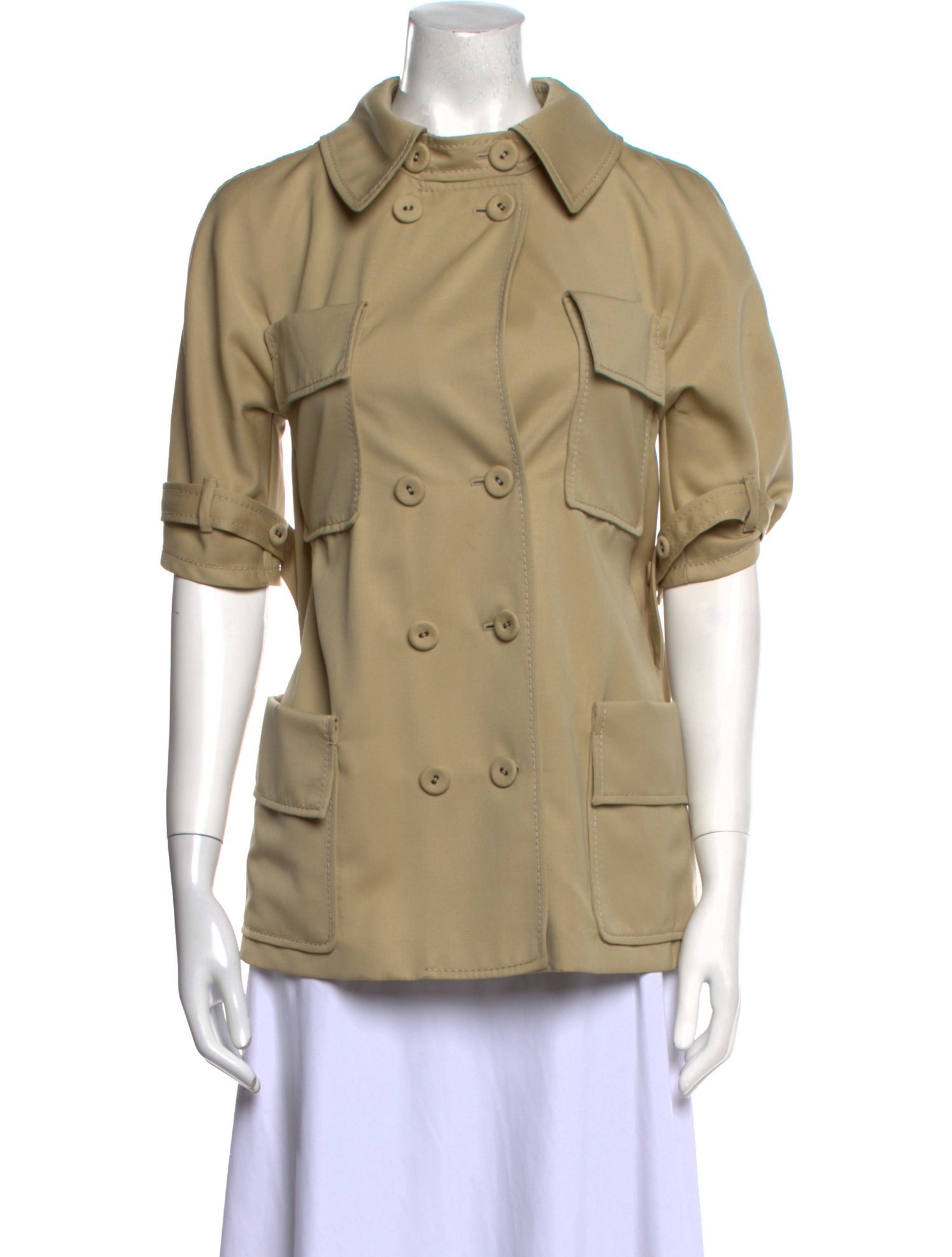 Bottega Veneta Wool Short Sleeve Button-Up Top