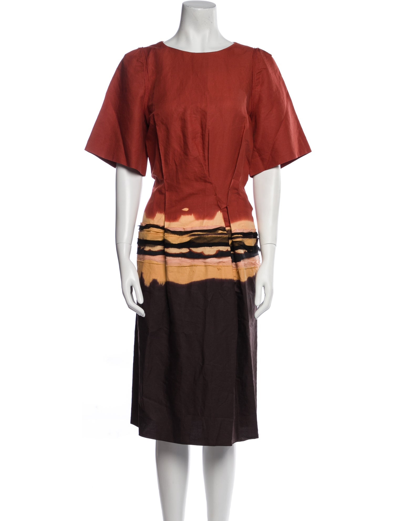 Bottega Veneta Tie-Dye Print Midi Length Dress