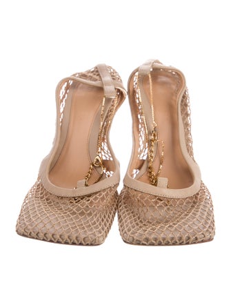 Bottega Veneta Mesh Chain-Link Accents T-Strap Pumps