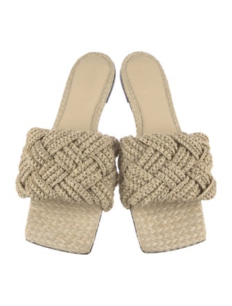 Bottega Veneta Intrecciato Weave Straw Slides