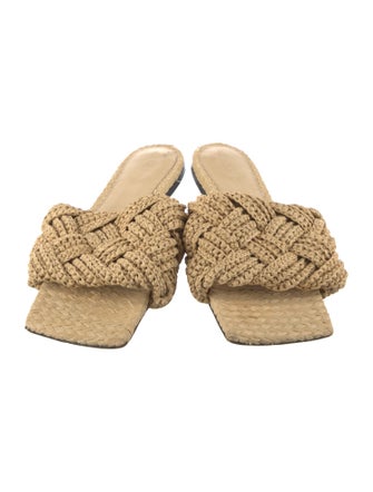 Bottega Veneta Intrecciato Weave Raffia Slides