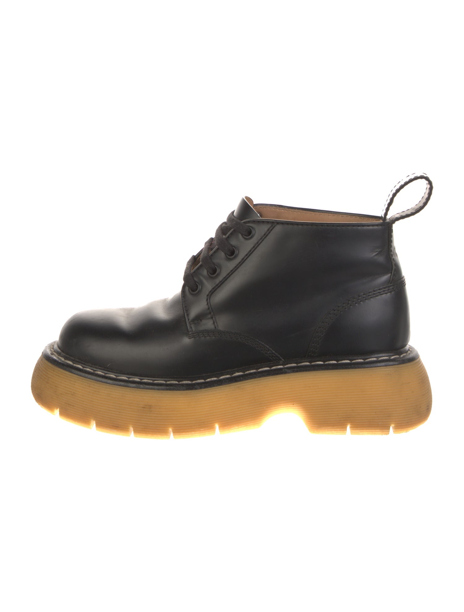 Bottega Veneta Leather Colorblock Pattern Lace-Up Boots