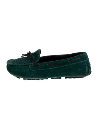Bottega Veneta Intrecciato Weave Suede Moccasins