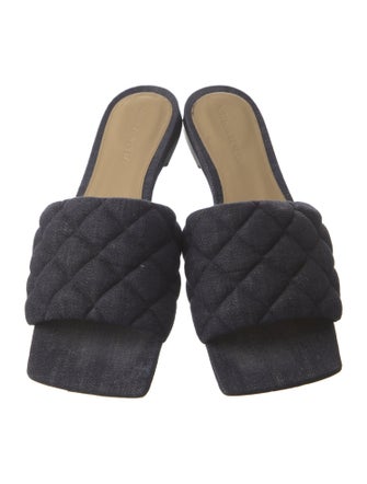 Bottega Veneta Intrecciato Weave Denim Slides