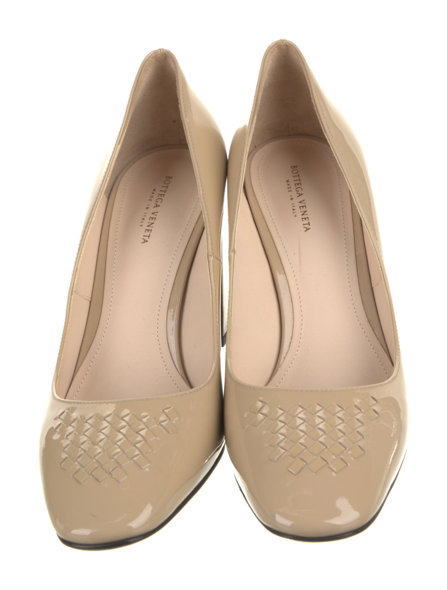 Bottega Veneta Intrecciato Weave Patent Leather Pumps