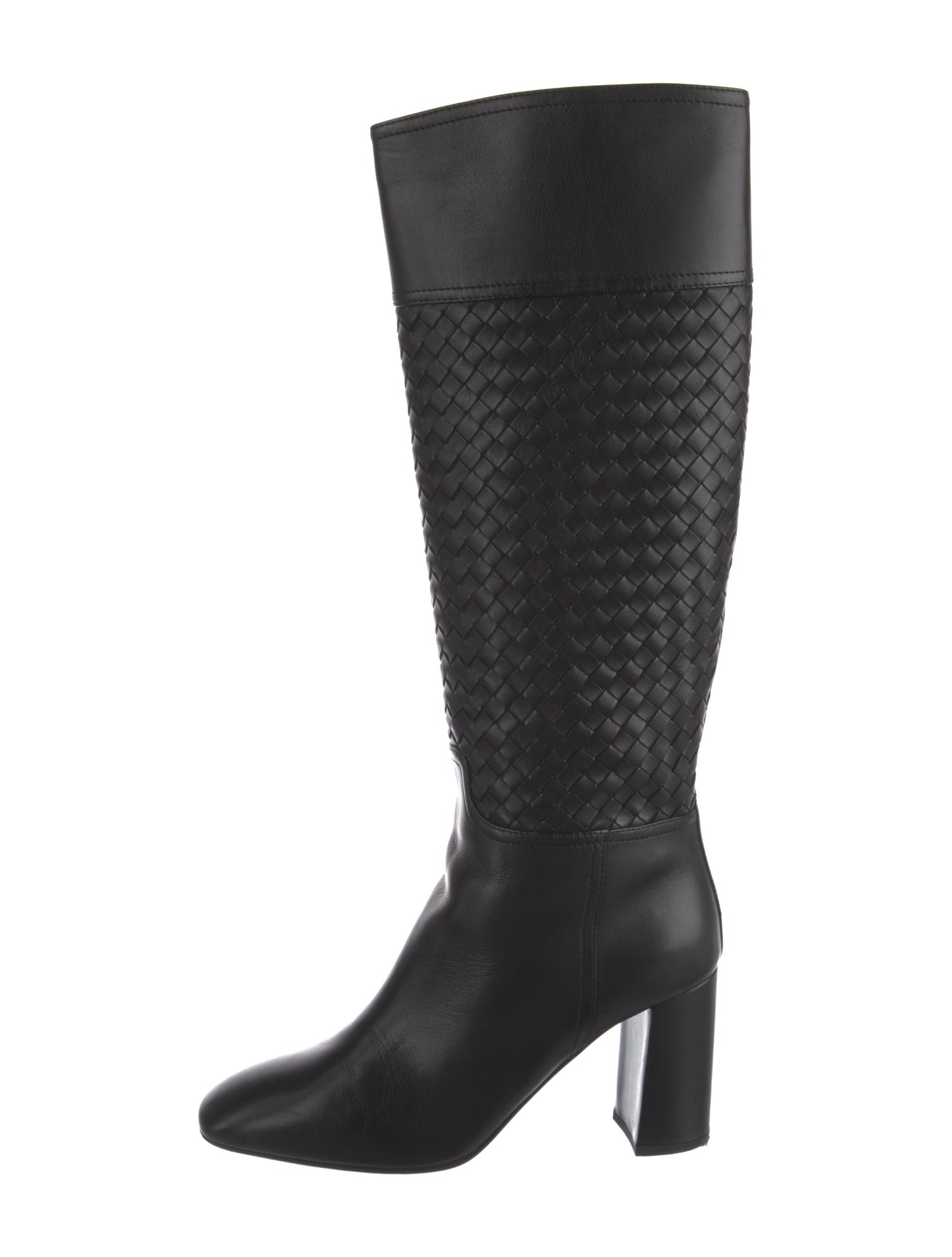 Bottega Veneta Intrecciato Weave Leather Riding Boots