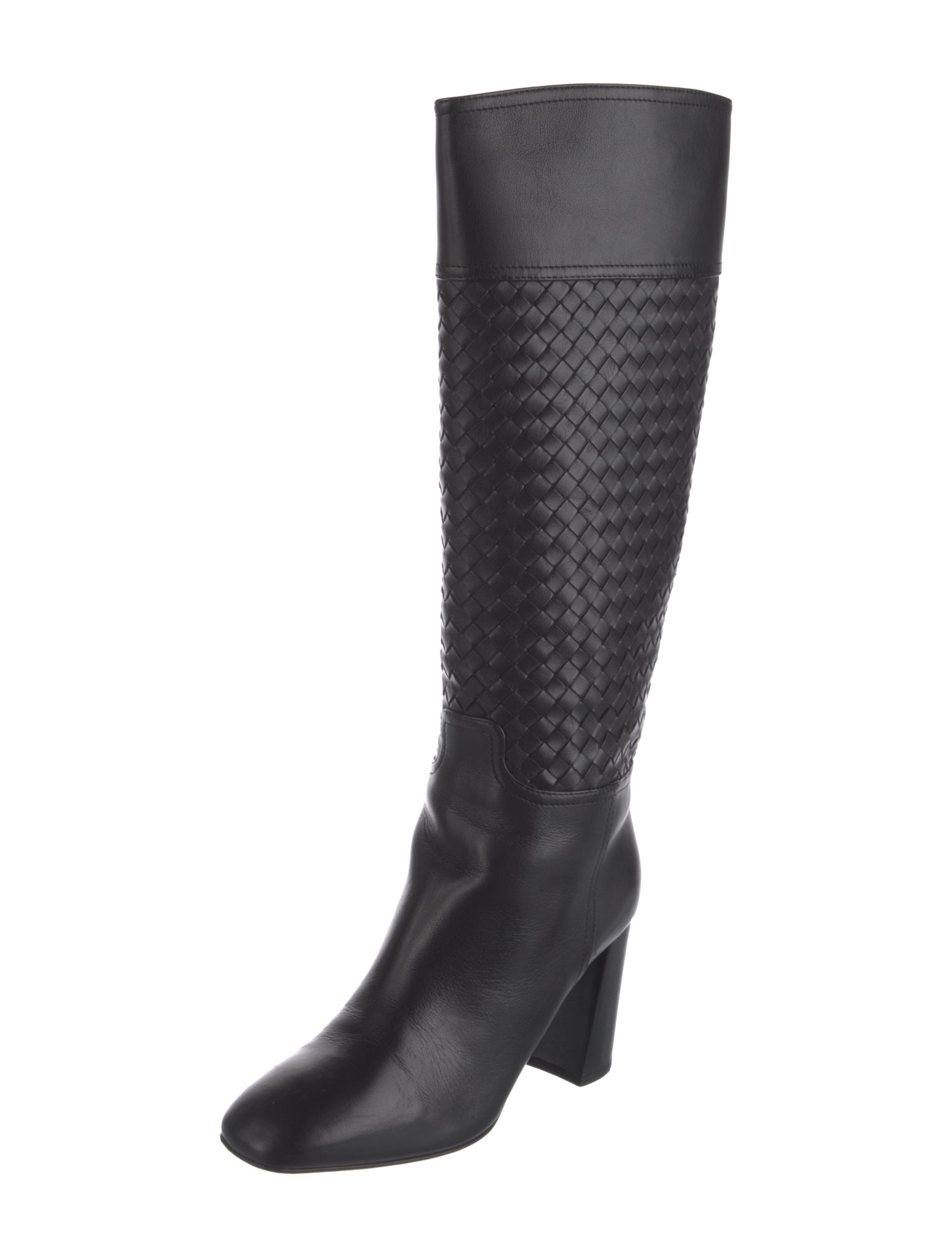 Bottega Veneta Intrecciato Weave Leather Riding Boots