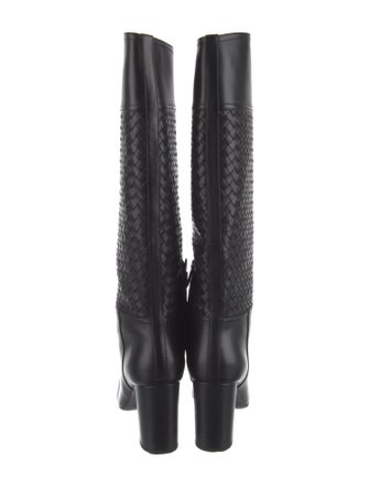 Bottega Veneta Intrecciato Weave Leather Riding Boots