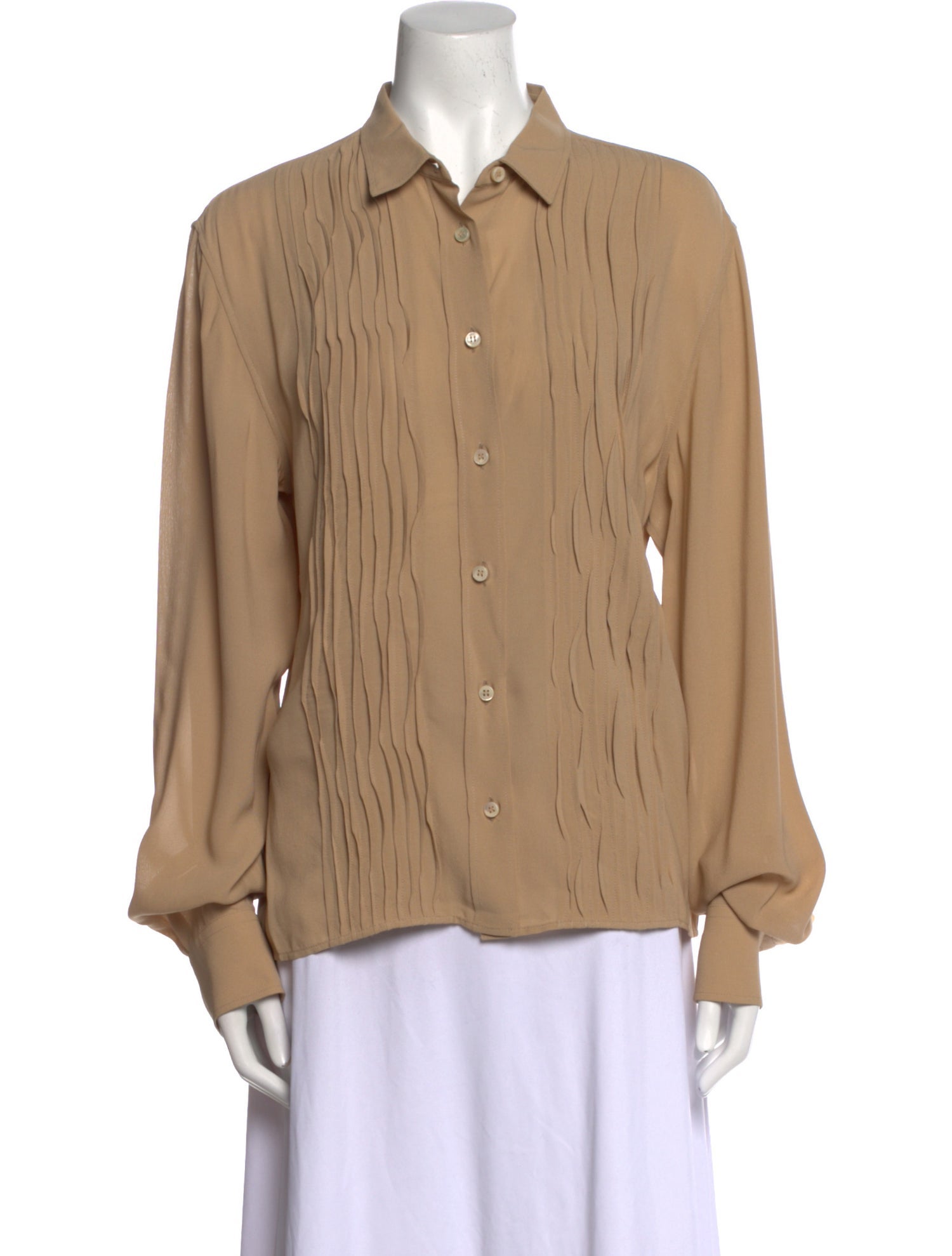 Bottega Veneta Silk Long Sleeve Button-Up Top