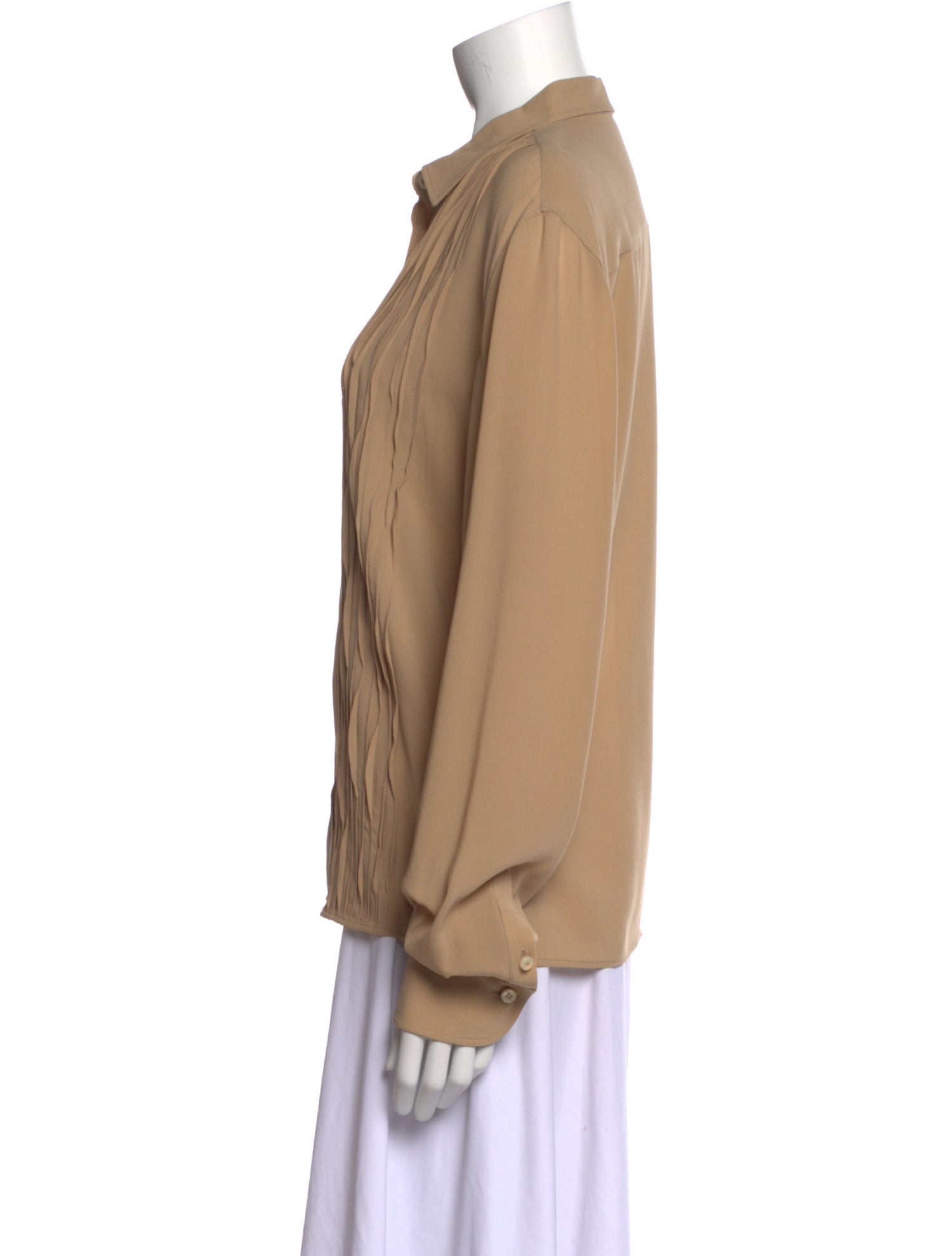 Bottega Veneta Silk Long Sleeve Button-Up Top